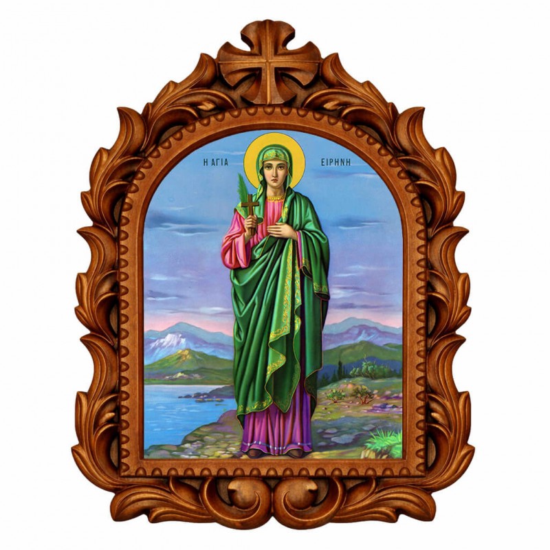 Αγία Ειρήνη - Οβάλ Ξυλόγλυπτη 39cm 
