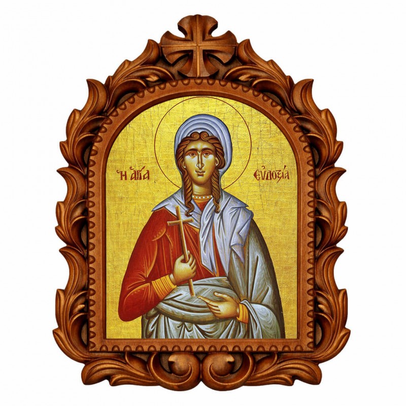 Αγία Ευδοξία - Οβάλ Ξυλόγλυπτη 39cm 