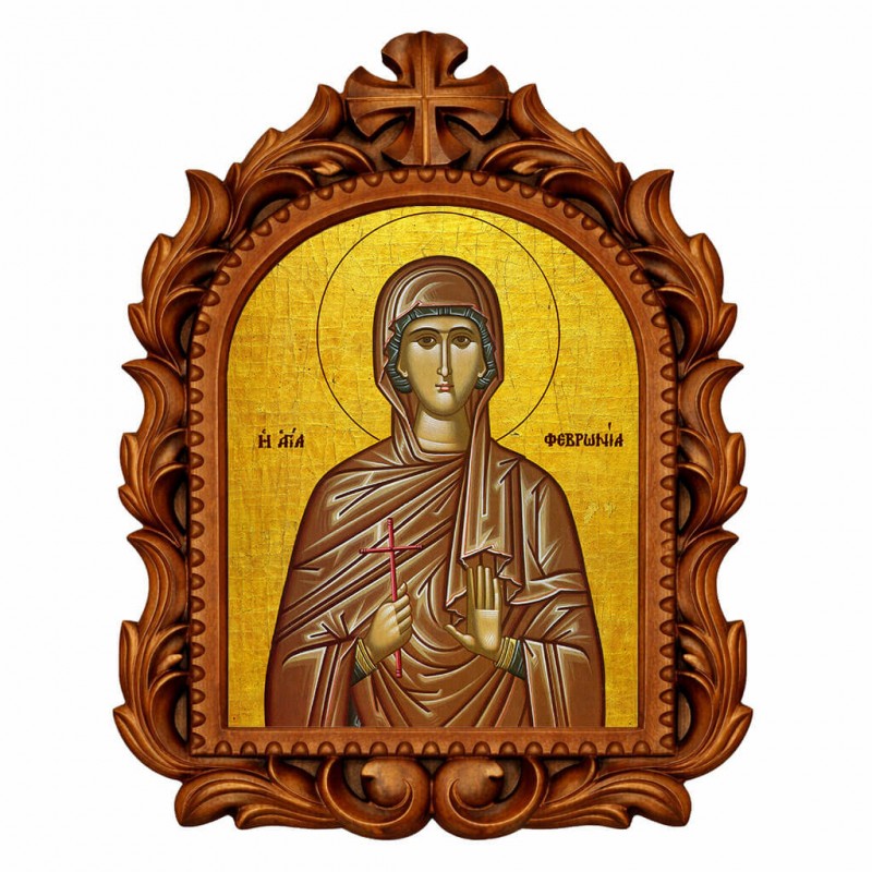 Αγία Φεβρωνία - Οβάλ Ξυλόγλυπτη 39cm 