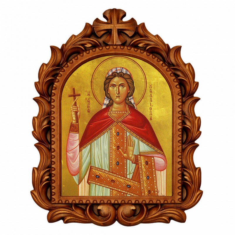 Αγία Καλλιόπη - Οβάλ Ξυλόγλυπτη 39cm 