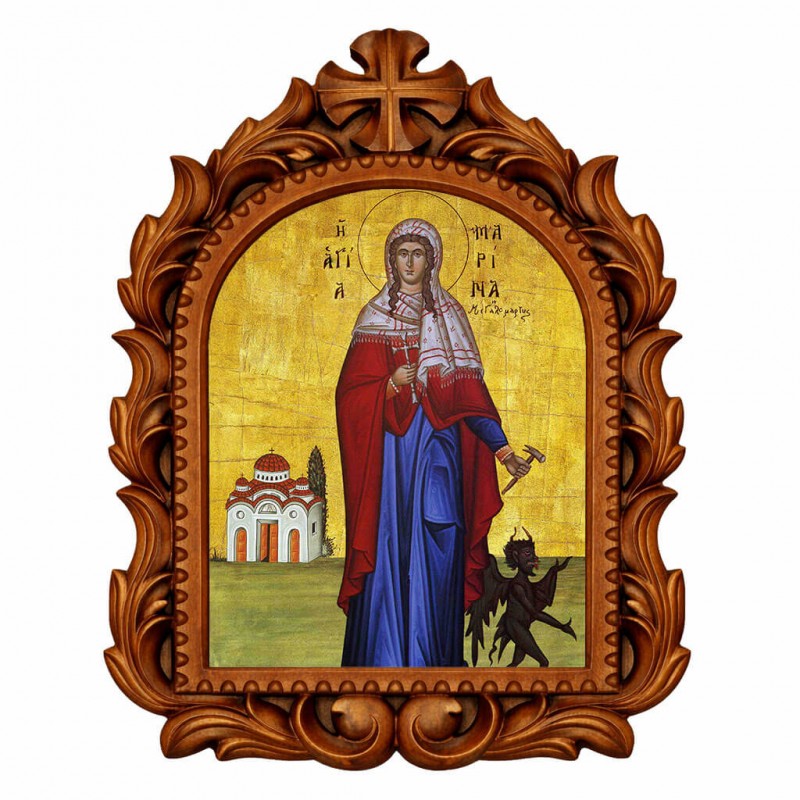 Αγία Μαρίνα - Οβάλ Ξυλόγλυπτη 39cm 