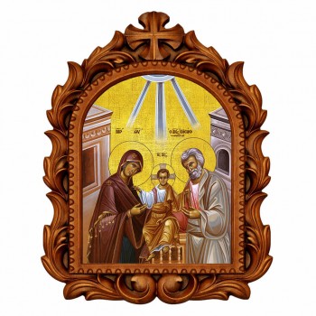 Αγία Οικογένεια - Οβάλ Ξυλόγλυπτη 39cm 
