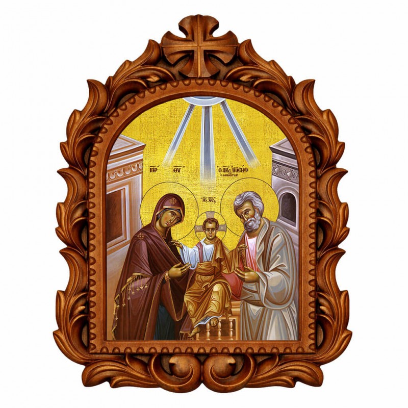 Αγία Οικογένεια - Οβάλ Ξυλόγλυπτη 39cm 