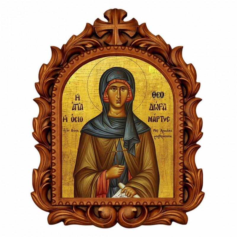 Αγία Θεοδώρα - Οβάλ Ξυλόγλυπτη 39cm 