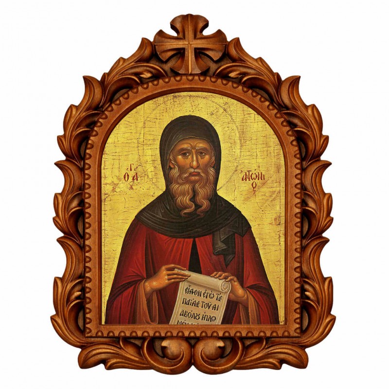 Άγιος Αντώνιος  - Οβάλ Ξυλόγλυπτη 39cm 