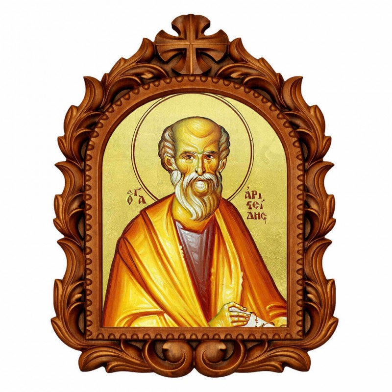Άγιος Αριστείδης - Οβάλ Ξυλόγλυπτη 39cm 