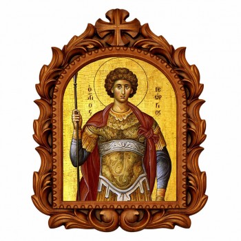 Άγιος Γεώργιος - Οβάλ Ξυλόγλυπτη 39cm 