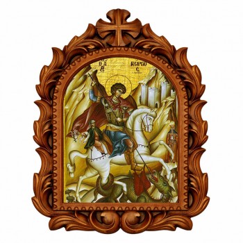 Άγιος Γεώργιος - Οβάλ Ξυλόγλυπτη 39cm 