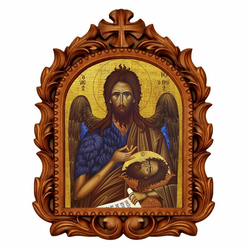 Άγιος Ιωάννης Πρόδρομος - Οβάλ Ξυλόγλυπτη 39cm 