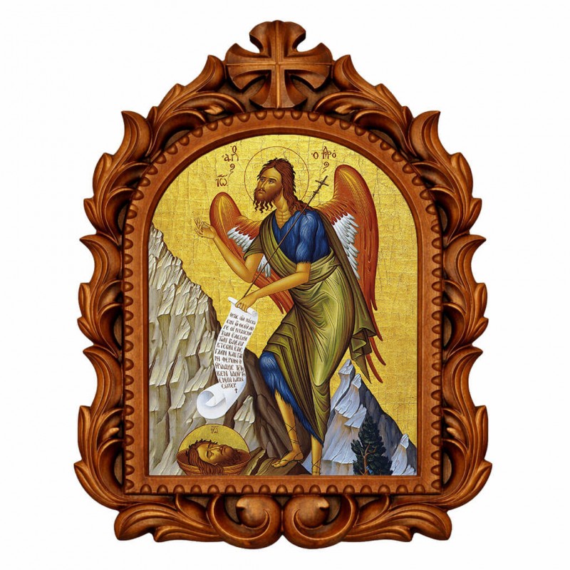 Άγιος Ιωάννης Πρόδρομος - Οβάλ Ξυλόγλυπτη 39cm 