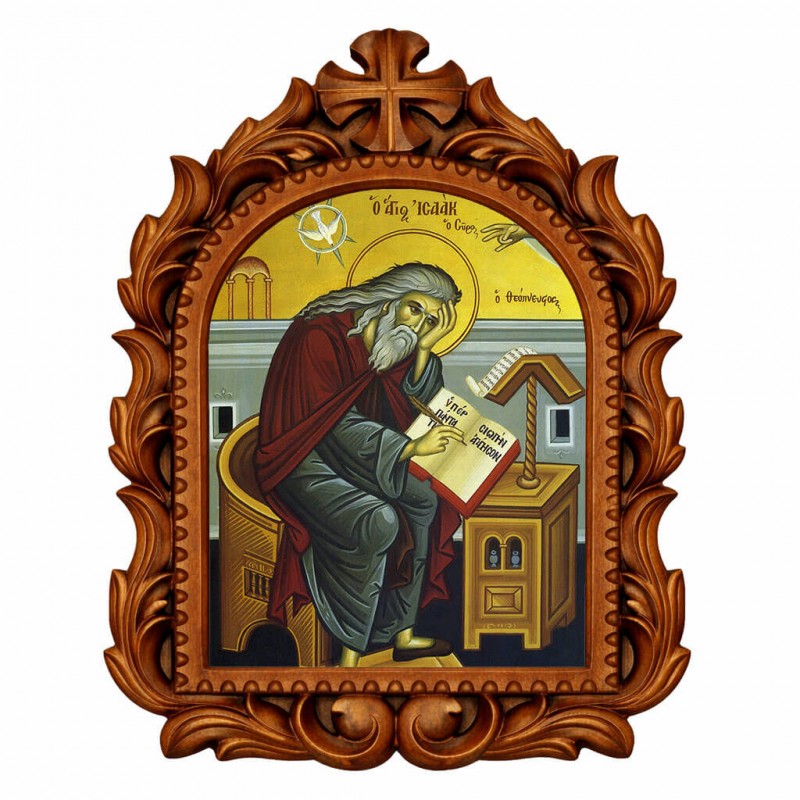 Άγιος Ισαάκ - Οβάλ Ξυλόγλυπτη 39cm 