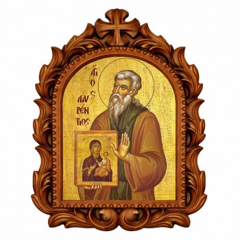 Άγιος Λαυρέντιος - Οβάλ Ξυλόγλυπτη 39cm 