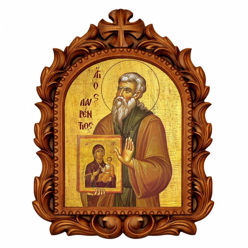 Άγιος Λαυρέντιος - Οβάλ Ξυλόγλυπτη 39cm 