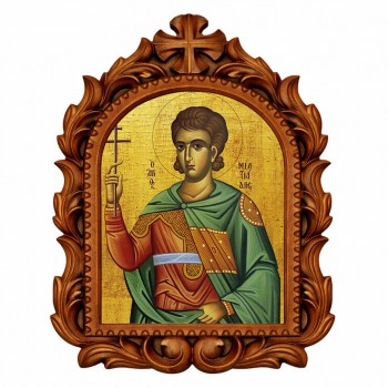 Άγιος Μιλτιάδης - Οβάλ Ξυλόγλυπτη 39cm 