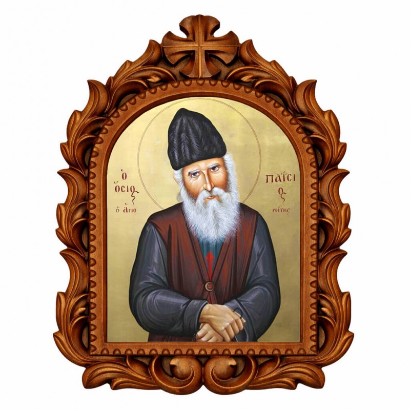 Άγιος ΠαΪσιος - Οβάλ Ξυλόγλυπτη 39cm 