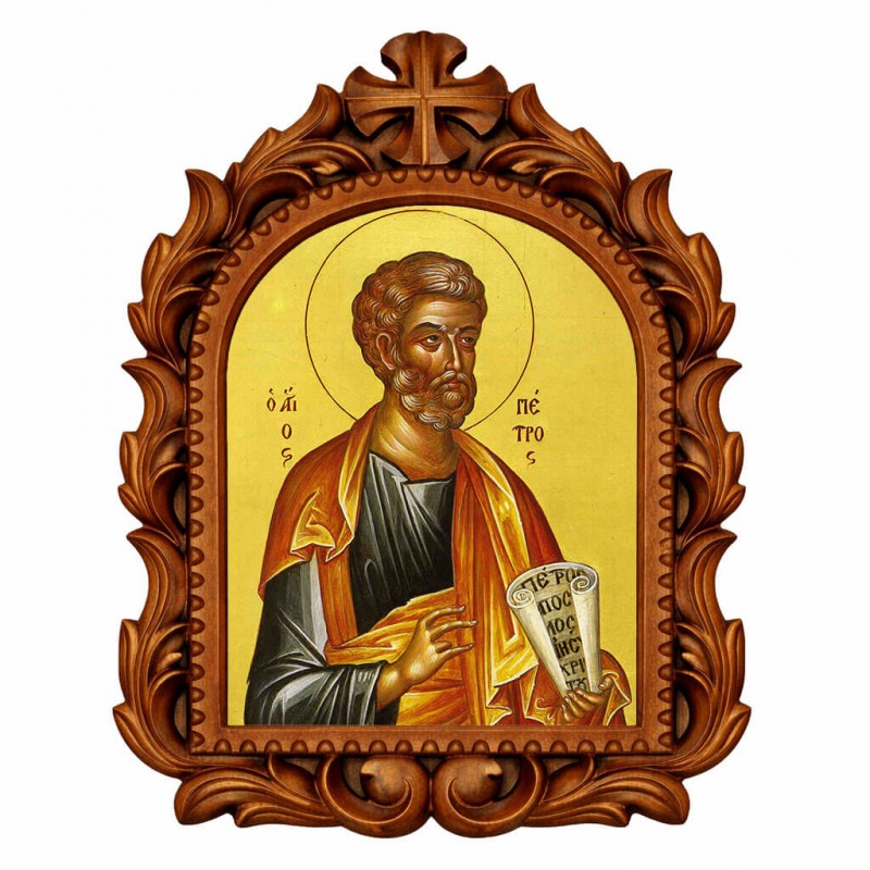 Άγιος Πέτρος - Οβάλ Ξυλόγλυπτη 39cm 