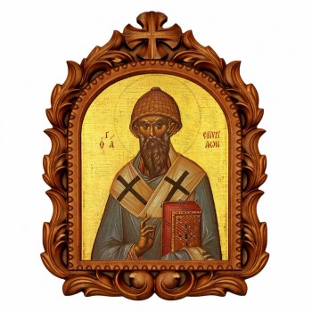Άγιος Σπυρίδων - Οβάλ Ξυλόγλυπτη 39cm 