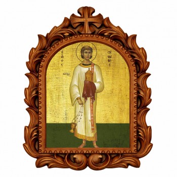 Άγιος Στέφανος - Οβάλ Ξυλόγλυπτη 39cm 