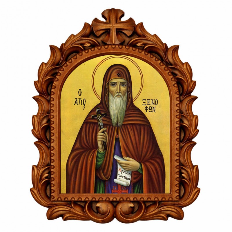 Άγιος Ξενοφών - Οβάλ Ξυλόγλυπτη 39cm 
