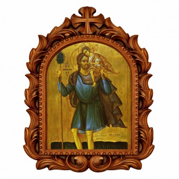 Άγιος Χριστόφορος - Οβάλ Ξυλόγλυπτη 39cm 
