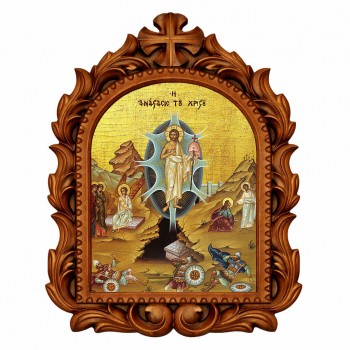Ανάσταση Χριστού - Οβάλ Ξυλόγλυπτη 39cm 