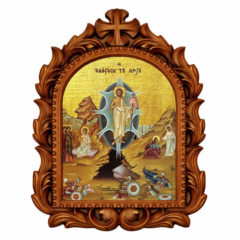 Ανάσταση Χριστού - Οβάλ Ξυλόγλυπτη 39cm 