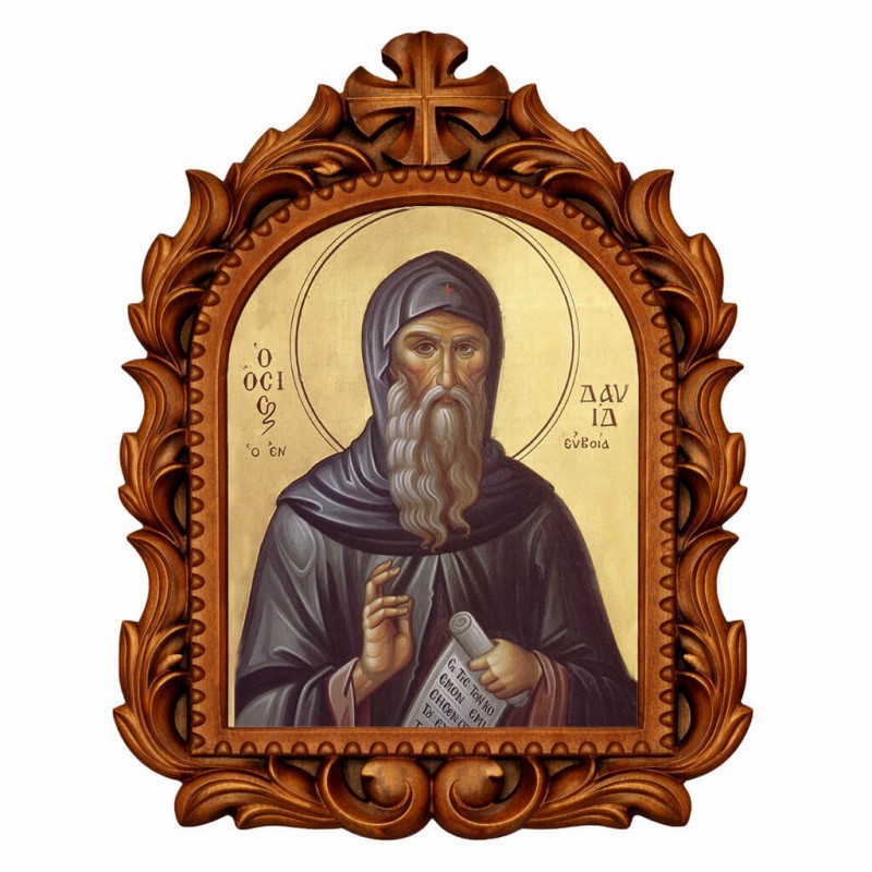 Όσιος Δαυίδ - Οβάλ Ξυλόγλυπτη 39cm 