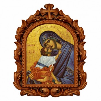 Παναγία Ελεούσα - Οβάλ Ξυλόγλυπτη 39cm 