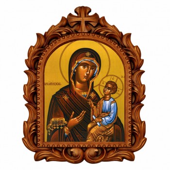 Παναγία Γοργουπήκοος - Οβάλ Ξυλόγλυπτη 39cm 
