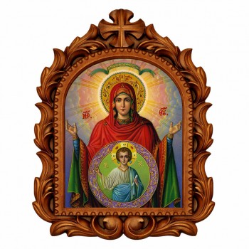 Παναγία Κυοφορούσα - Οβάλ Ξυλόγλυπτη 39cm 