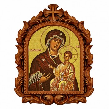 Παναγία Πορταϊτισσα - Οβάλ Ξυλόγλυπτη 39cm 