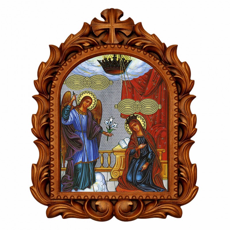 Παναγία της Τήνου - Οβάλ Ξυλόγλυπτη 39cm 