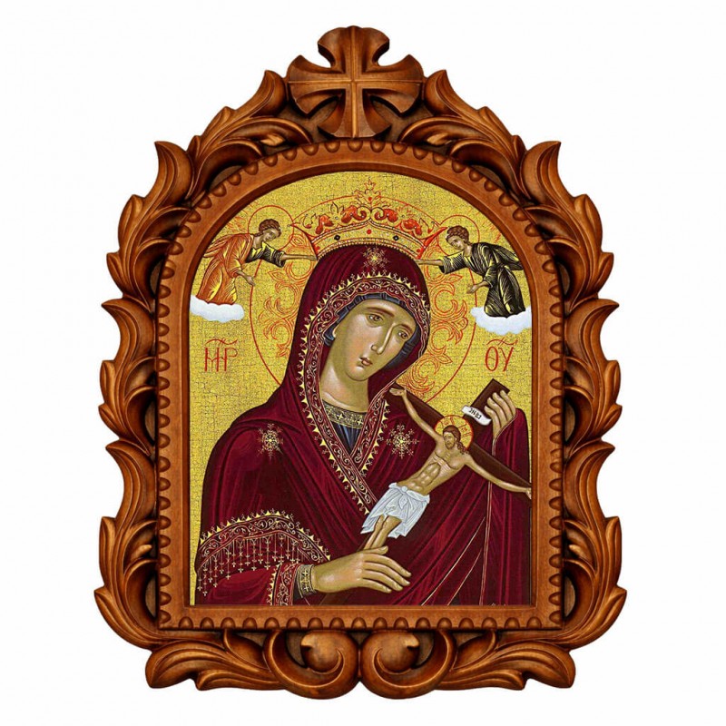 Παναγία του Χάρου - Οβάλ Ξυλόγλυπτη 39cm 
