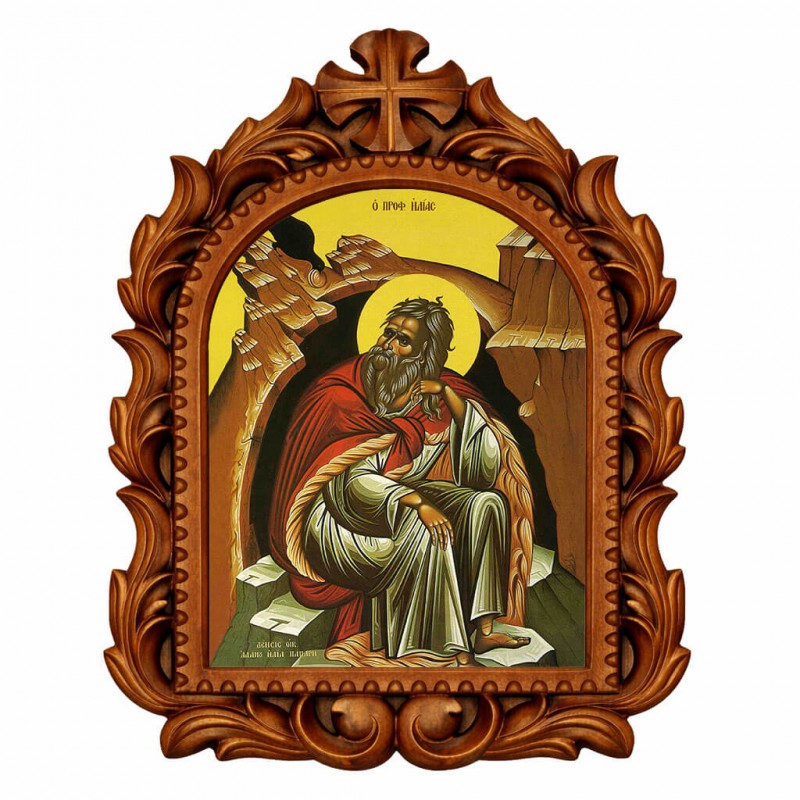 Προφήτης Ηλίας - Οβάλ Ξυλόγλυπτη 39cm 