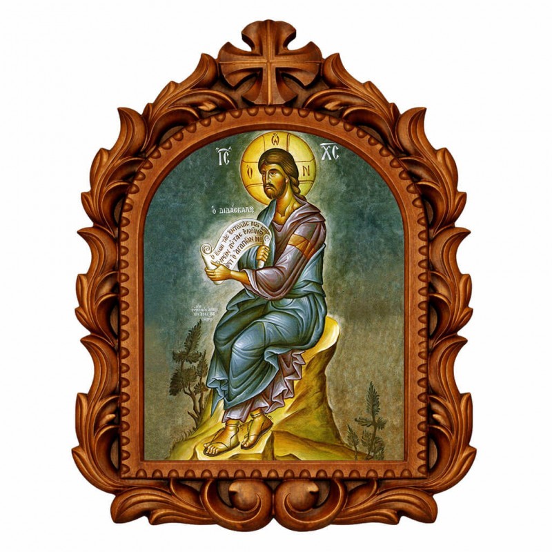Ιησούς Χριστός Διδάσκαλος - Οβάλ Ξυλόγλυπτη 39cm 