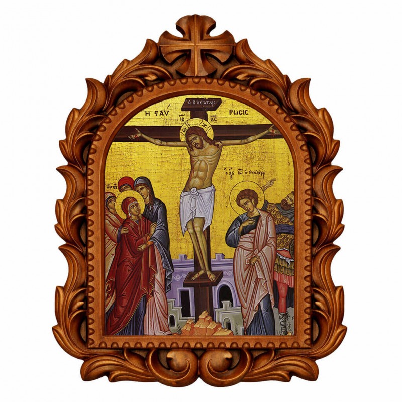 Σταύρωση Χριστού - Οβάλ Ξυλόγλυπτη 39cm 