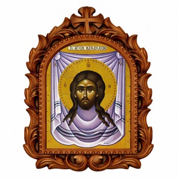 Άγιο Μανδήλιον - Οβάλ Ξυλόγλυπτη 39cm 