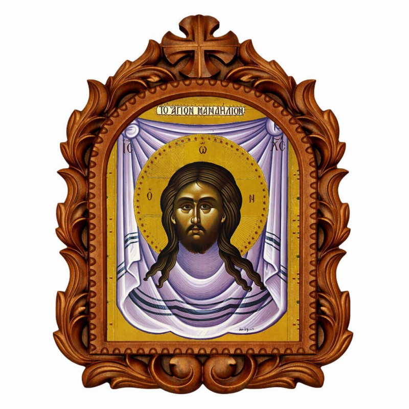 Άγιο Μανδήλιον - Οβάλ Ξυλόγλυπτη 39cm 