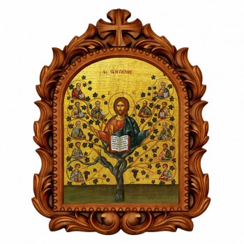 Ιησούς Χριστός η Άμπελος - Οβάλ Ξυλόγλυπτη 39cm 