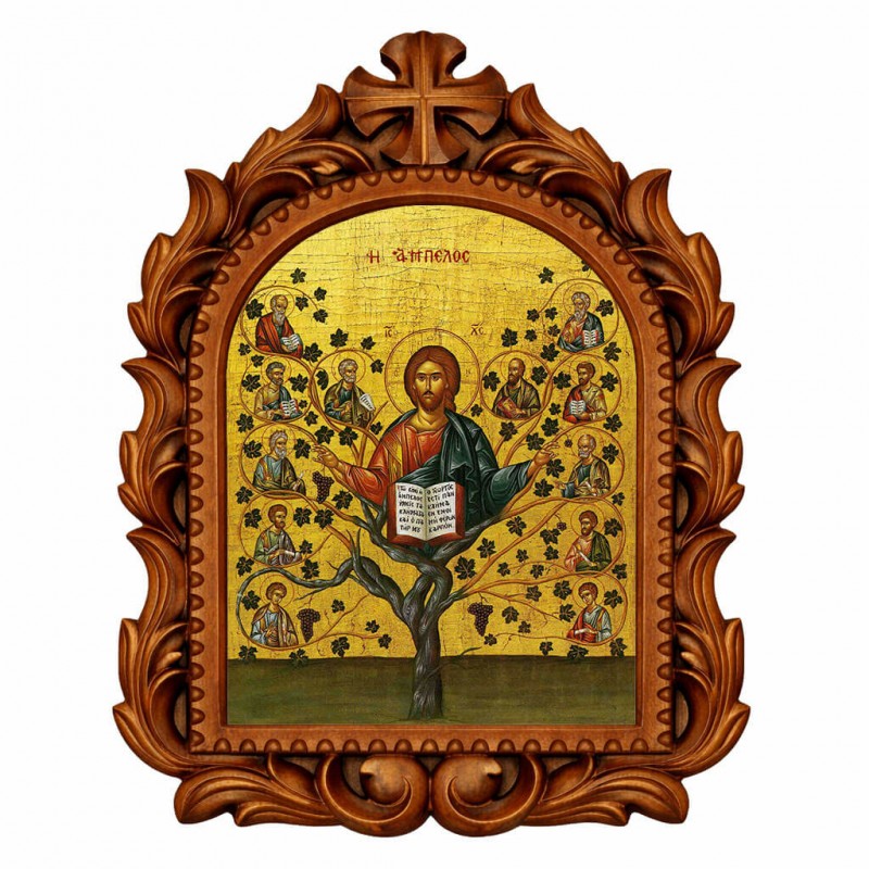 Ιησούς Χριστός η Άμπελος - Οβάλ Ξυλόγλυπτη 39cm 