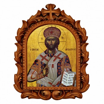 Ιησούς Χριστός Μέγας Αρχιερεύς - Οβάλ Ξυλόγλυπτη 39cm 