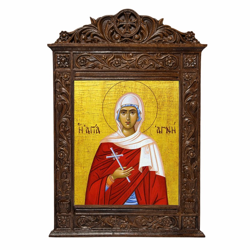 Αγία Αγνη - Βυζαντινή Ξυλόγλυπτη 40cm