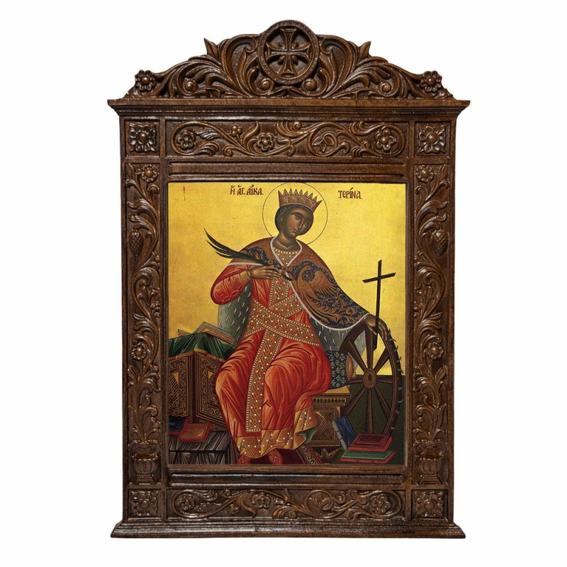 Αγία Αικατερινη - Βυζαντινή Ξυλόγλυπτη 40cm
