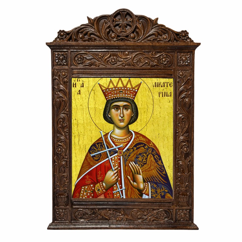 Αγία Αικατερινη - Βυζαντινή Ξυλόγλυπτη 40cm