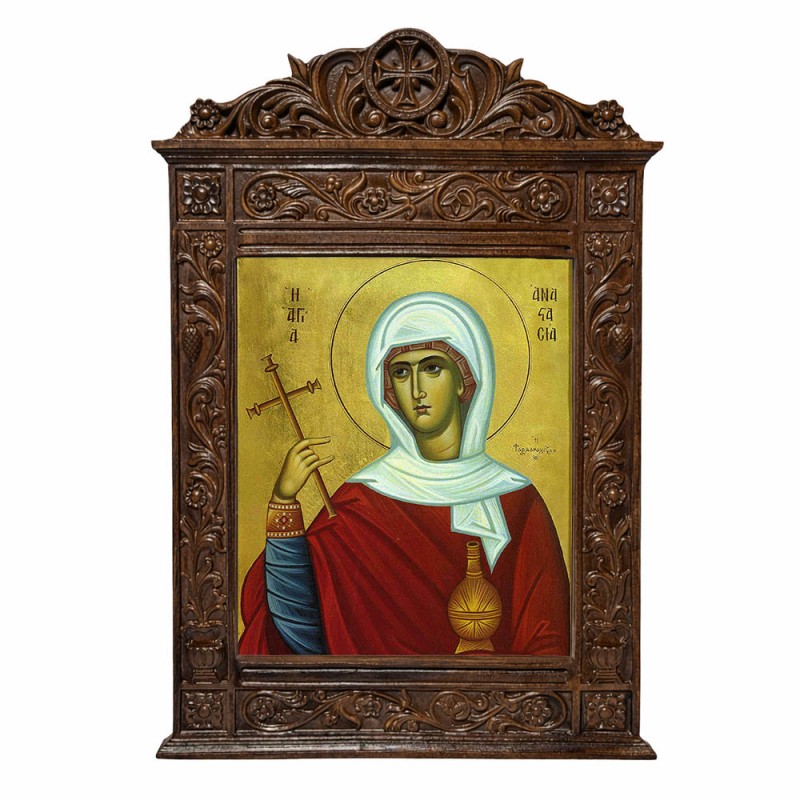 Αγία Αναστασια η Φαρμακολύτρια - Βυζαντινή Ξυλόγλυπτη 40cm