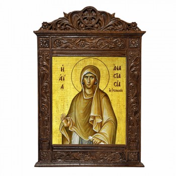 Αγία Αναστασια η Ρωμαία - Βυζαντινή Ξυλόγλυπτη 40cm