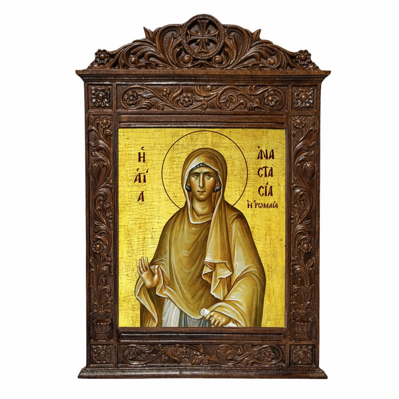 Αγία Αναστασια η Ρωμαία - Βυζαντινή Ξυλόγλυπτη 40cm