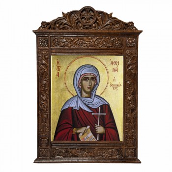 Αγία Αθηνά - Βυζαντινή Ξυλόγλυπτη 40cm