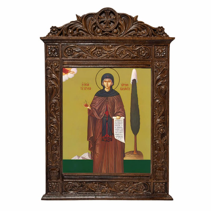 Αγία Ειρήνη Χρυσοβαλάντου - Βυζαντινή Ξυλόγλυπτη 40cm