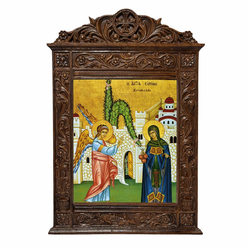 Αγία Ειρήνη Χρυσοβαλάντου - Βυζαντινή Ξυλόγλυπτη 40cm